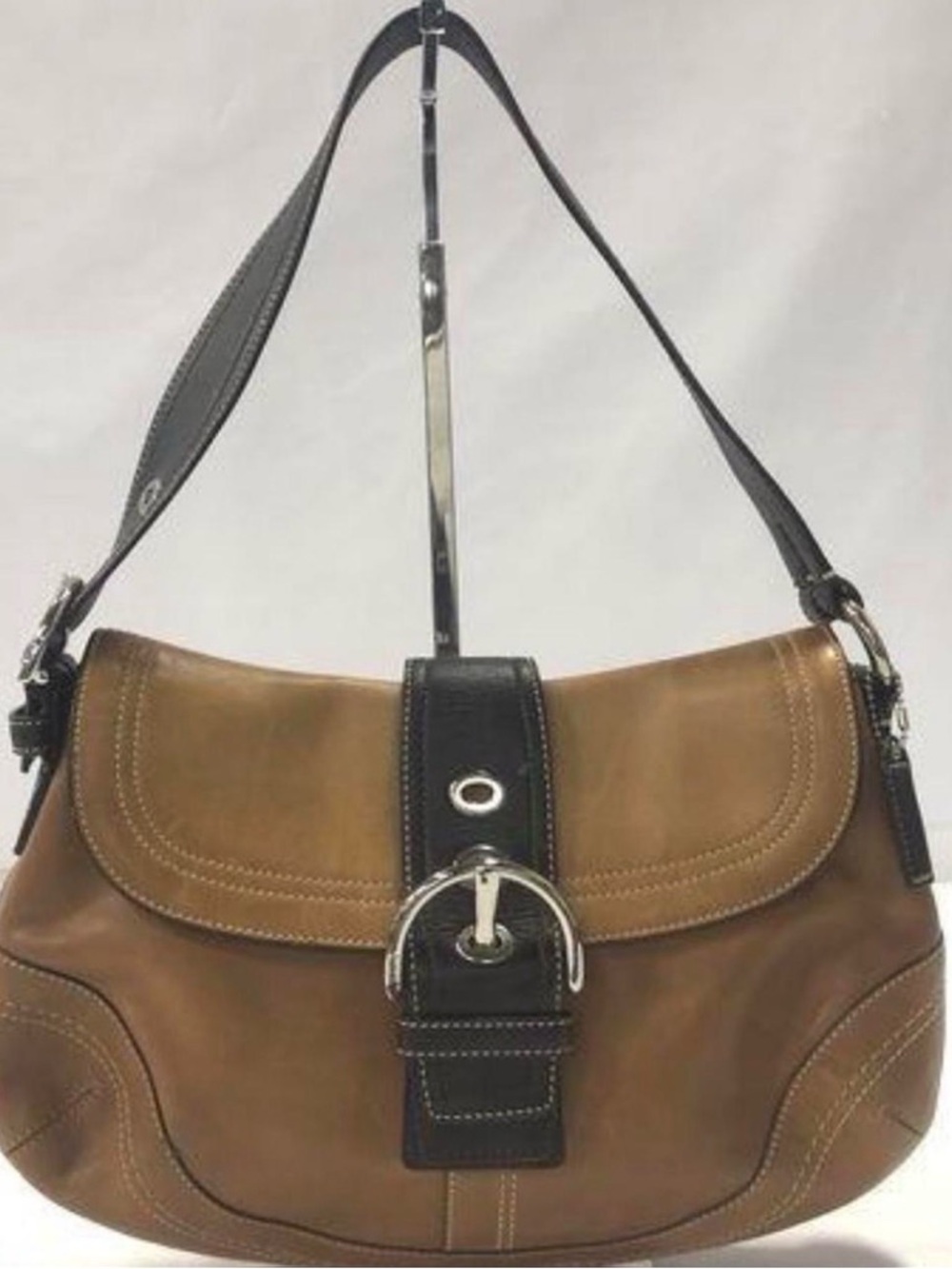 Coach Brown Shoulder Bag with Black Trim